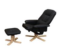 Fauteuil relax /de relaxation M56 avec pouf, simili-cuir, noir