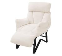 ML-Design Fauteuil Relax Beige en Lin, Structure d'acier, Dossier Repose-Pied et Accoudoirs Réglables, Siège Inclinable Rembourré, Coussins Confortables, Chaise Longue Lecture avec Poches Latérales