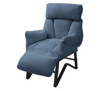ML-Design Fauteuil Relax Bleu en Lin, Structure d'acier, Dossier Repose-Pied et Accoudoirs Réglables, Siège Inclinable Rembourré, Coussins Confortables, Chaise Longue Lecture avec Poches Latérales