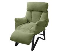 Fauteuil relax ML-Design vert en lin structure d'acier rembourré dossier et repose-pied réglables