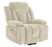 Fauteuil relax électrique 95x94x107 cm - releveur et massant chauffant - tissu beige