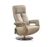 Fauteuil relax électrique en cuir couleur Gris clair - Longueur 77 x Profondeur 82 x Hauteur 114 cm