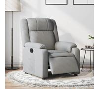 Fauteuil relax électrique gris clair, revêtement en tissu, avec dossier et accoudoirs ergonomiques pour un confort optimal. Idéal pour se détendre dans le salon, la chambre ou le bureau. Rotatif, incl