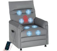 Fauteuil relax électrique - HOMCOM - massant et chauffant - dossier inclinable et repose-pieds - velours - 82x99x106cm - gris