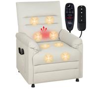 Fauteuil relax électrique - HOMCOM - massant et chauffant - dossier inclinable et repose-pieds - velours - 82x99x106cm - crème