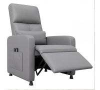 Fauteuil relax électrique massant chauffant | Dossier & repose-pieds réglables, similicuir, accoudoirs larges, poche latérale - Gris