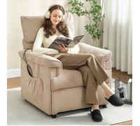 Fauteuil relax électrique massant et chauffant, fauteuil inclinable en velours côtelé, moteur ultra-silencieux, marron