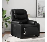 Fauteuil relax électrique noir en similicuir, avec dossier et repose-pieds réglables, idéal pour le salon, la chambre, le bureau ou un espace lounge. Doté d'une poche latérale, fabriqué avec des matér