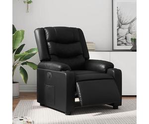 Fauteuil relax électrique noir en similicuir, avec dossier et repose-pieds réglables, idéal pour le salon, la chambre, le bureau ou un espace lounge. Doté d'une poche latérale, fabriqué avec des matér