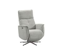 Fauteuil relax électrique pivotant avec têtière manuelle tissu chenille bleu-gris - PARADIZIO -