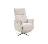 Fauteuil relax électrique pivotant avec têtière manuelle tissu chenille gris clair - PARADIZIO -
