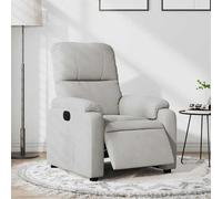 Fauteuil relax électrique, tissu microfibre gris clair, réglable avec repose-pieds et dossier inclinable, idéal pour le salon, la chambre, le bureau ou un espace détente. Confort optimal