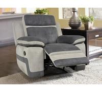 Fauteuil relax en microfibre anthracite et bandes gris clair TALCA