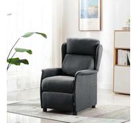 Fauteuil relax en polyester gris foncé avec réglage manuel | Dossier et accoudoirs rembourrés, pieds en plastique, intérieur, salon, lecture, détente