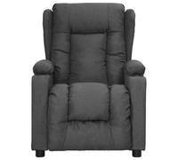 Fauteuil relax en tissu gris foncé | Réglage manuel sur 3 positions, assise rembourrée, accoudoirs larges, cadre en bois et métal