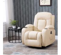 Fauteuil Relax et Massant Chauffant - Pivotant 360°, Inclinable, Repose-Pied, Télécommande, Électrique, Blanc Crème |