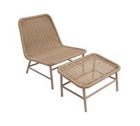 Fauteuil relax et repose pied aluminium et corde beige - Laguna
