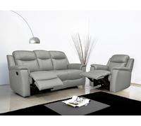 Fauteuil relax EVASION en cuir - Gris clair
