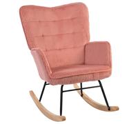 Fauteuil relax, fauteuil à bascule, inclinaison de 40°, fauteuil berçant, revêtement en corde rose, dossier haut, imitation corde | Capacité maximale : 120 kg | Poids : 11 kg | Dimensions : 71 x 98 x 