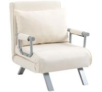 Fauteuil relax - Fauteuil de lecture - Transat - Fauteuil d'appoint - Blanc crème - Réglable manuellement - Format compact