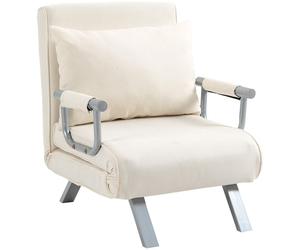Fauteuil relax - Fauteuil de lecture - Transat - Fauteuil d'appoint - Blanc crème - Réglable manuellement - Format compact