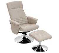 Fauteuil relax - fauteuil de relaxation - HOMCOM - inclinable 135° pivotant 360° repose-pieds salon - tissu - 150 kg - beige