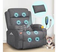 Fauteuil relax, fauteuil télé, fauteuil électrique réglable, fauteuil massant avec fonction de chauffage, fonction inclinable, repose-pieds, 2 poches latérales, porte-gobelets, prises de type C et USB