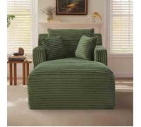 Fauteuil relax - HIBA - Togo - Velours côtelé vert - Sans montage (74h) - Mousse HR