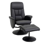 Fauteuil relax - HOMCOM - avec repose-pied pivotant 360° dossier inclinable support 120 kg - synthétique métal - noir