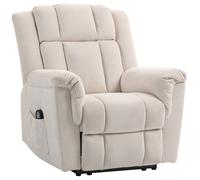 Fauteuil relax - HOMCOM - massant et chauffant - dossier réglable manuellement - tissu chenille - 85x91x104cm - beige