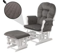 Fauteuil relax HWC-C76, fauteuil à bascule Fauteuil oscillant avec pouf Tissu Velours 320g/m² Öko-Tex gris foncé Bâti blanc
