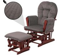Fauteuil relax HWC-C76, fauteuil à bascule Fauteuil oscillant avec pouf Tissu Velours 320g/m² Öko-Tex gris foncé Bâti foncé