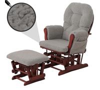 Fauteuil relax HWC-C76, fauteuil à bascule Fauteuil oscillant + pouf Tissu Bouclé 480g/m² Öko-Tex gris Bâti foncé