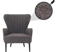 Fauteuil relax HWC-K37, fauteuil club/fauteuil à oreilles, fauteuil rembourré, style rétro vintage, tissu bouclé (600 g/m²), couleur gris foncé