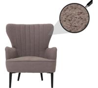 Fauteuil relax HWC-K37, fauteuil club/fauteuil à oreilles, fauteuil rembourré, style rétro vintage, tissu bouclé (600 g/m²), couleur gris clair