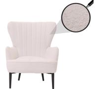 Fauteuil relax HWC-K37, fauteuil club/fauteuil à oreilles, fauteuil rembourré, style rétro vintage, tissu bouclé (600 g/m²), couleur : blanc