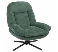 Fauteuil relax HWC-P32, fauteuil TV à suspension Nosag, fauteuil rembourré, pivotant, métal, tissu/textile chenille (370 g/m²) vert