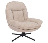 Fauteuil relax HWC-P32, fauteuil TV à suspension Nosag, fauteuil rembourré, pivotant, métal, tissu/textile chenille (370 g/m²) crème