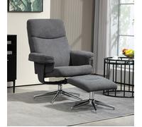 Fauteuil relax inclinable avec pouf, gris foncé, dossier 130°, tissu, charge max 150 kg