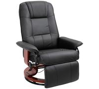 Fauteuil relax inclinable fauteuil de salon repose-pieds ršŠglable pivotant 360¡ã pišštement bois revšºtement synthšŠtique noir