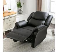 Fauteuil relax inclinable manuel EVRYAE 80 x 90 x 100 cm avec repose-pieds intégré, poche latérale, PU noir