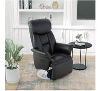 Fauteuil relax inclinable manuel EVRYAE pivotant 360° avec repose-pieds, simili cuir noir, 78 x 80 x 109 cm