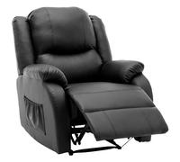 Fauteuil relax manuel dossier inclinable - repose pieds intégré - PU noir