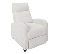 Fauteuil relax manuel en tissu côtelé écru - AMORY
