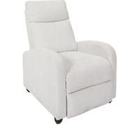 Fauteuil relax manuel en tissu côtelé écru - AMORY - ALTOBUY Blanc