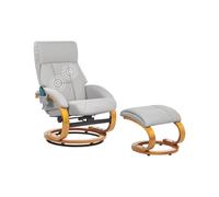 Fauteuil Relax Massant et Chauffant Fonction Pivotante avec Repose-Pieds en Cuir