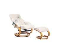 Fauteuil Relax Massant et Chauffant Fonction Pivotante en Cuir PU Beige Clair