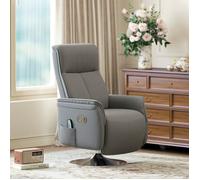 Fauteuil relax massant fauteuil de relaxation inclinable pivotant dossier et repose-pieds réglable 68,5x77x117cm gris