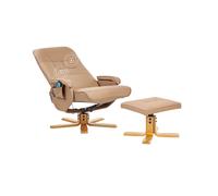 Fauteuil Relax Massant Fonction Chauffage et Repose-pieds Cuir PU Marron Clair
