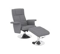 Fauteuil relax massant inclinable réglable avec repose-pied piètement acier chromé tissu gris